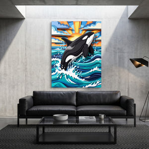 Orca Ocean Leap — orca ocean leap sq grey luxury 1port flush print