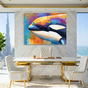 Orca Prismatic Portrait — orca prismatic portrait sq king lux 1land flush print
