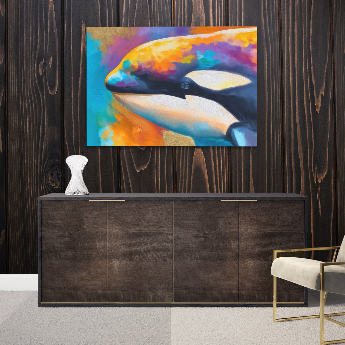 Orca Prismatic Portrait — Orca Prismatic Portrait Luxurious Room Wood Walls 174