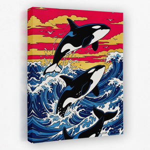Orca Sunset Dance — Orca Sunset Dance Portrait   Side View   Mirror 359