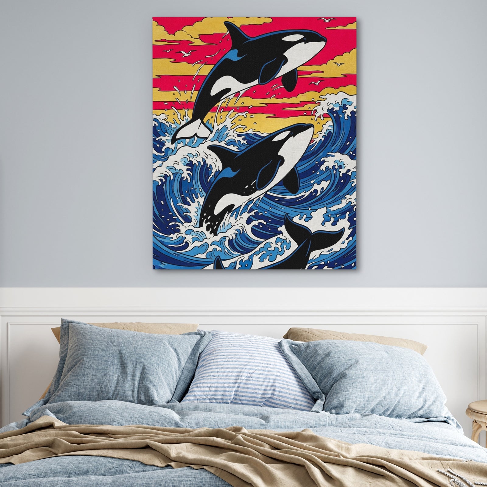 Orca Sunset Dance canvas wall art