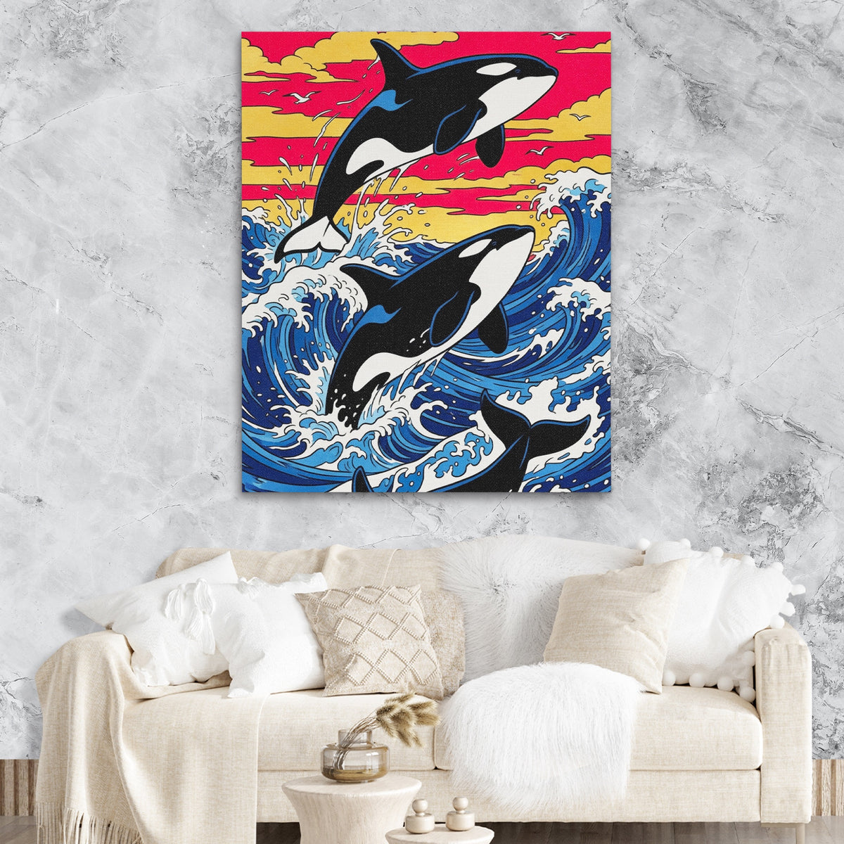 Orca Sunset Dance — Orca Sunset Dance Lux Couch Marble Walls 184
