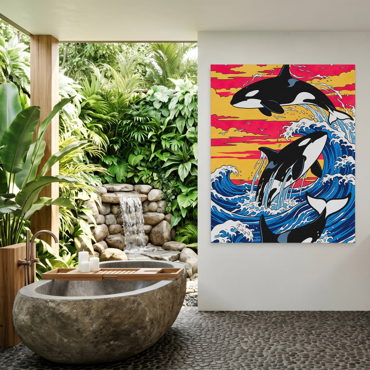 Orca Sunset Waves — Orca Sunset Waves Outdoor Bathroom Port 310