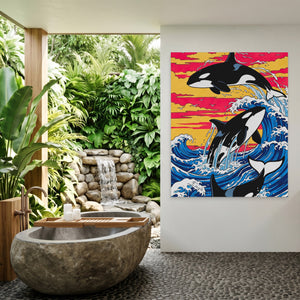 Orca Sunset Waves — Orca Sunset Waves Outdoor Bathroom Port 310