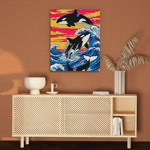 Orca Sunset Waves — Orca Sunset Waves Brown Wall 60