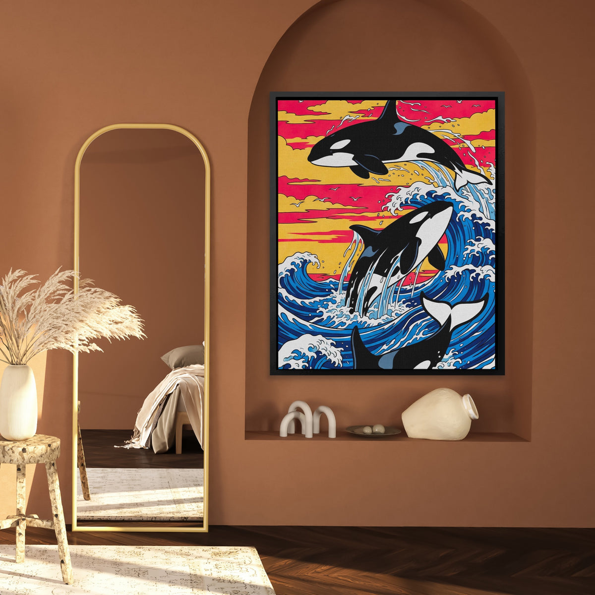 Orca Sunset Waves — Orca Sunset Waves Mexico House Wall 210