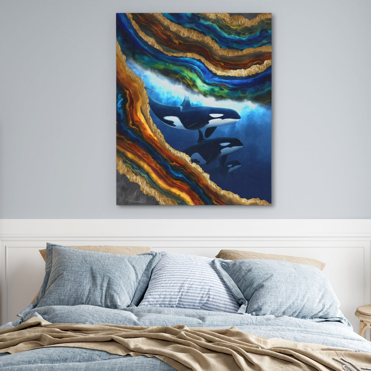 Orcas Golden Wave canvas wall art, room view