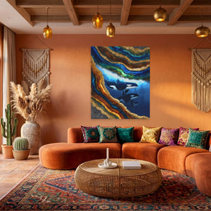 Orcas Golden Wave canvas wall art, room view