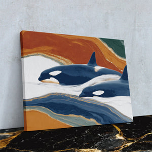 Orcas Hunting Dance — Orcas Hunting Dance Against Wall4x5 Reflect 4
