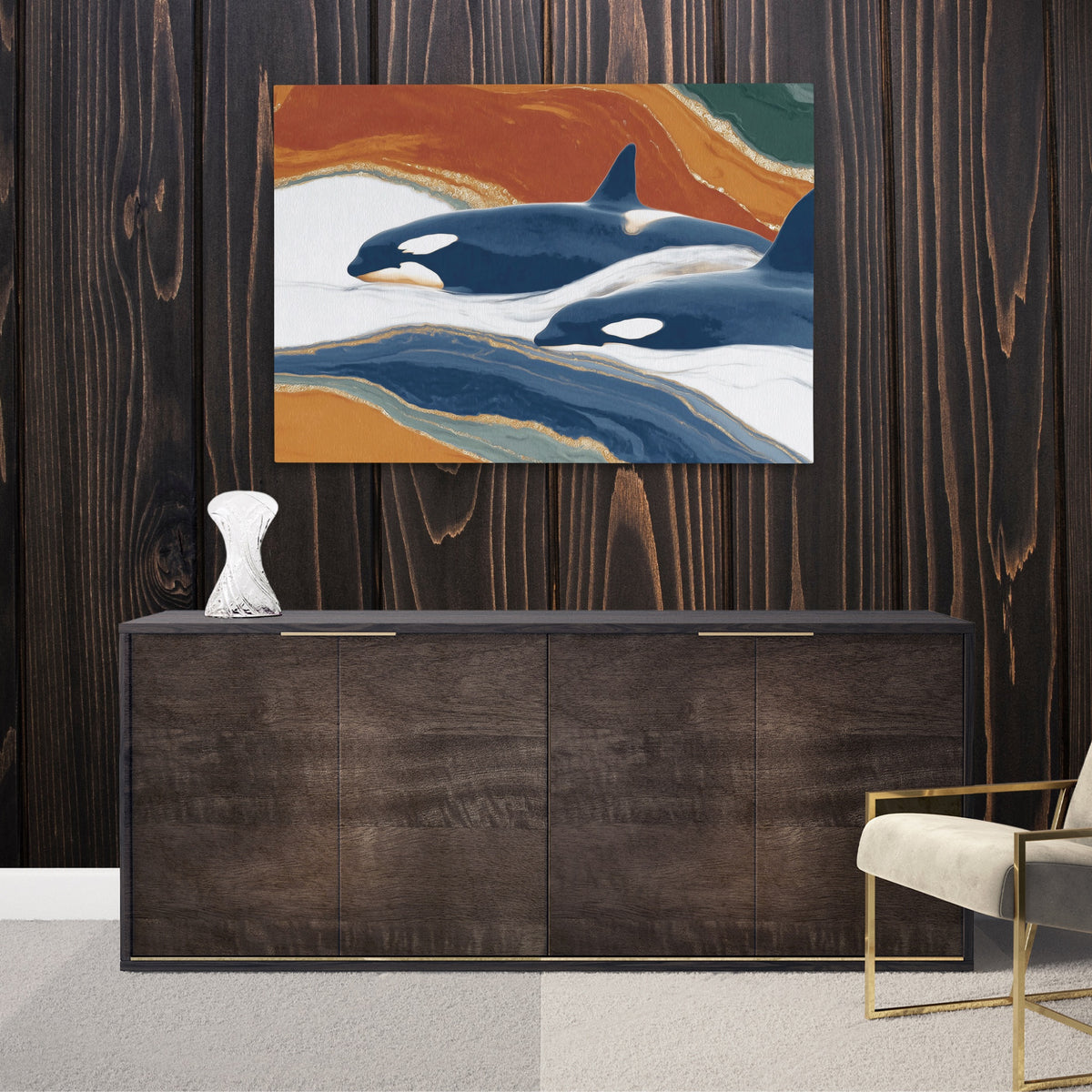 Orcas Hunting Dance — Orcas Hunting Dance Luxurious Room Wood Walls 175
