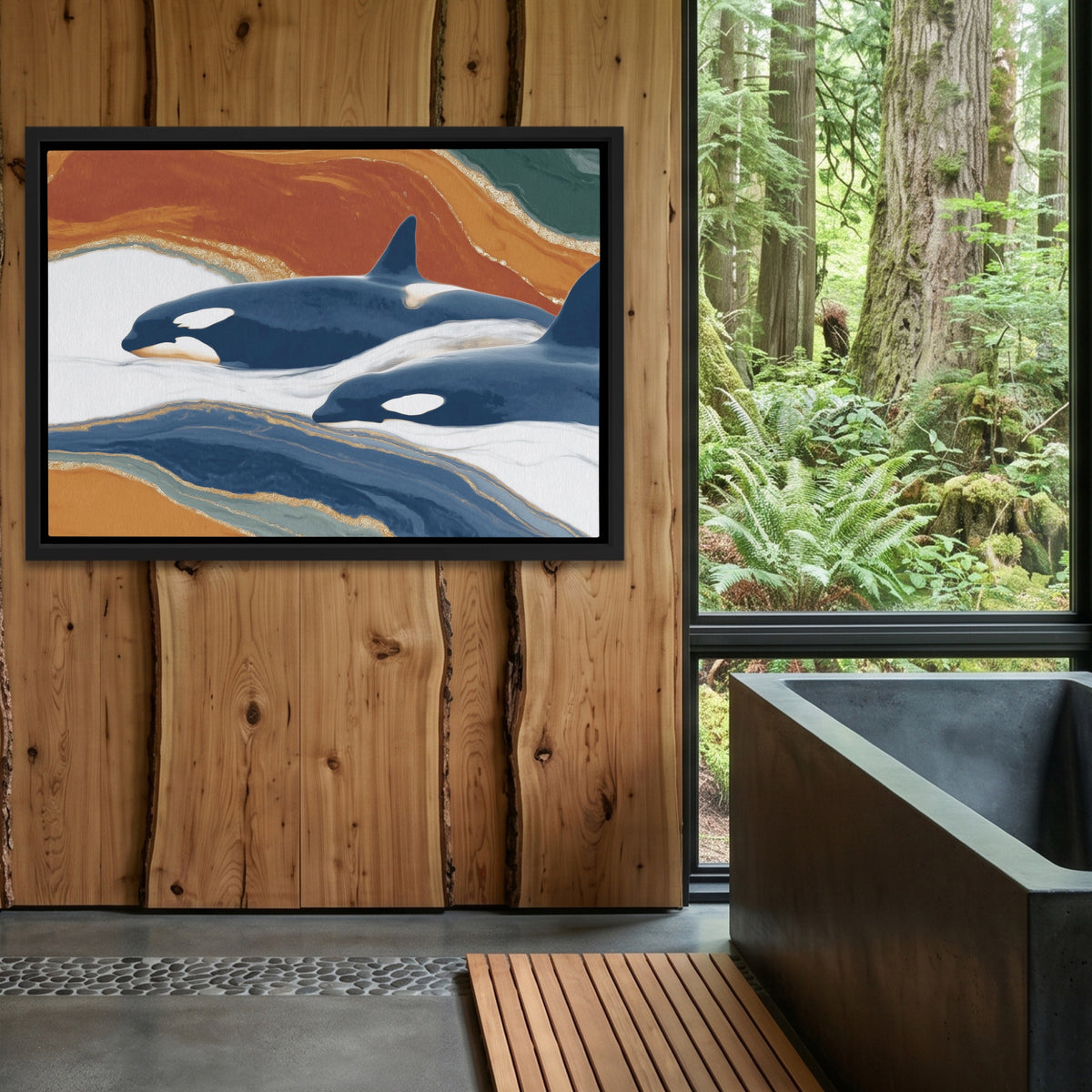 Orcas Hunting Dance — Orcas Hunting Dance Outdoor Bathroom Log Land 194