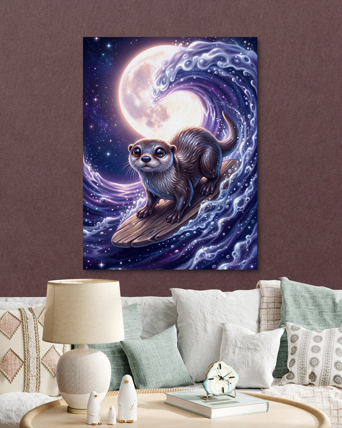 Otter on Lunar Wave - Luxury Wall Art