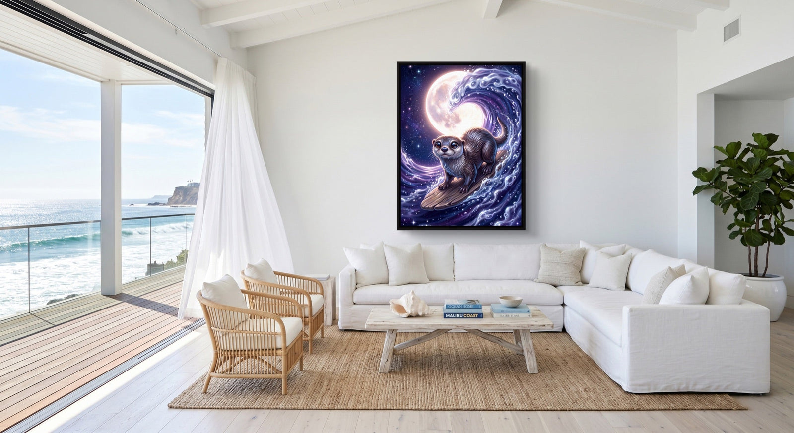 Otter on Lunar Wave - Luxury Wall Art