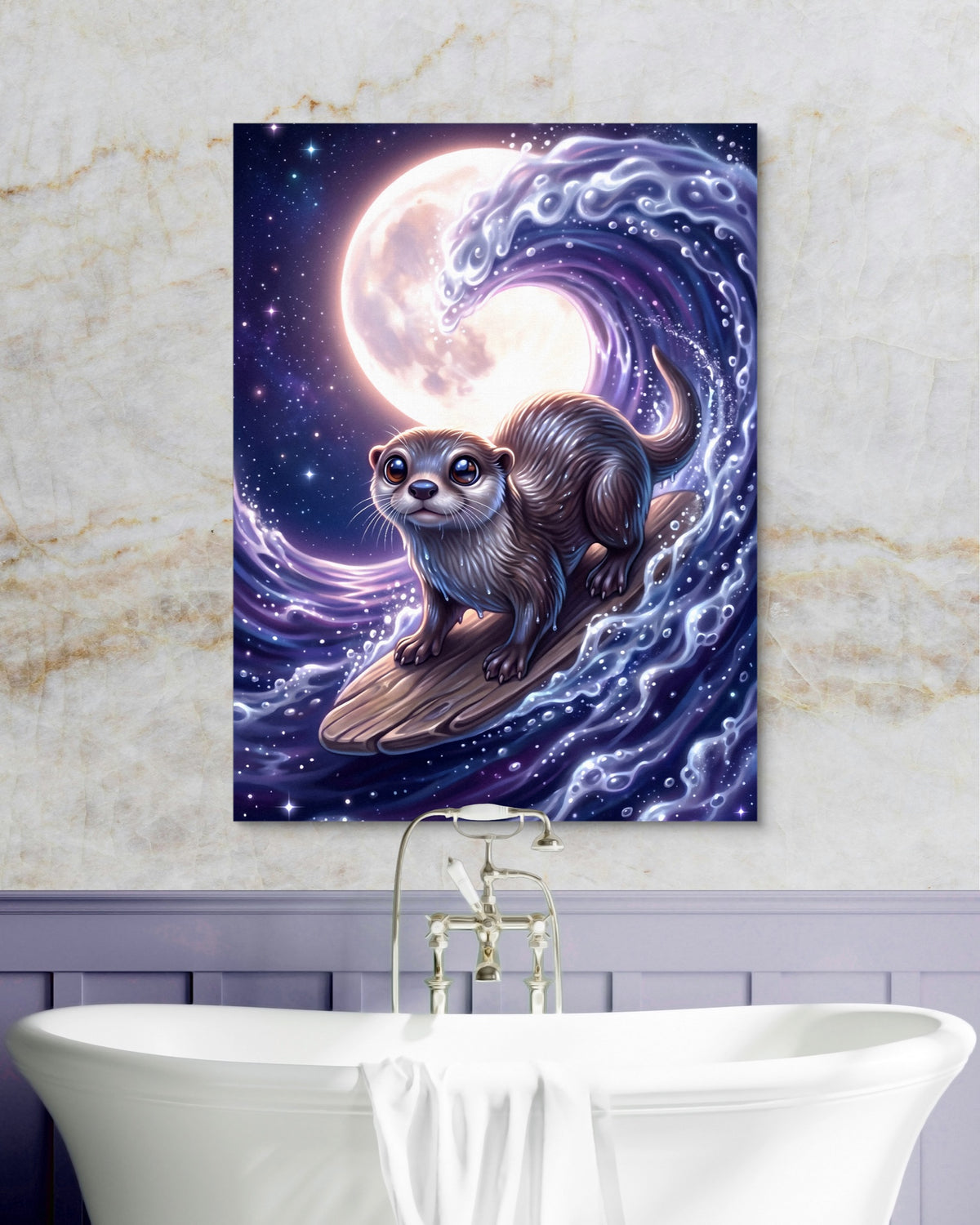 Otter on Lunar Wave — otter on lunar wave psd marble purple bath 1port flush print