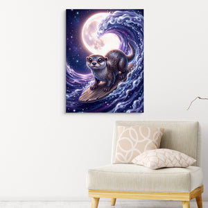 Otter on Lunar Wave — otter on lunar wave sq pink chair wall 1port flush print
