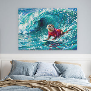Otter Surfing Waves — Otter Surfing Waves Blue Bedroom land 35