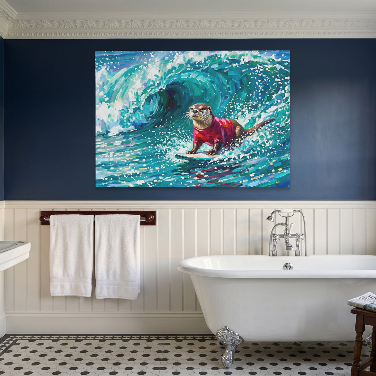 Otter Surfing Waves — Otter Surfing Waves Blue Bathroom Land 51