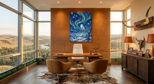 Owl Beneath Auroras — owl beneath auroras office with desk and chairs 1port flush print