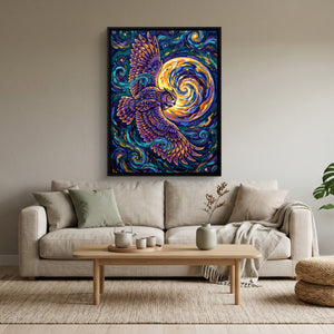 Owl Cosmic Flight — owl cosmic flight sq calm vibes 1port framed black