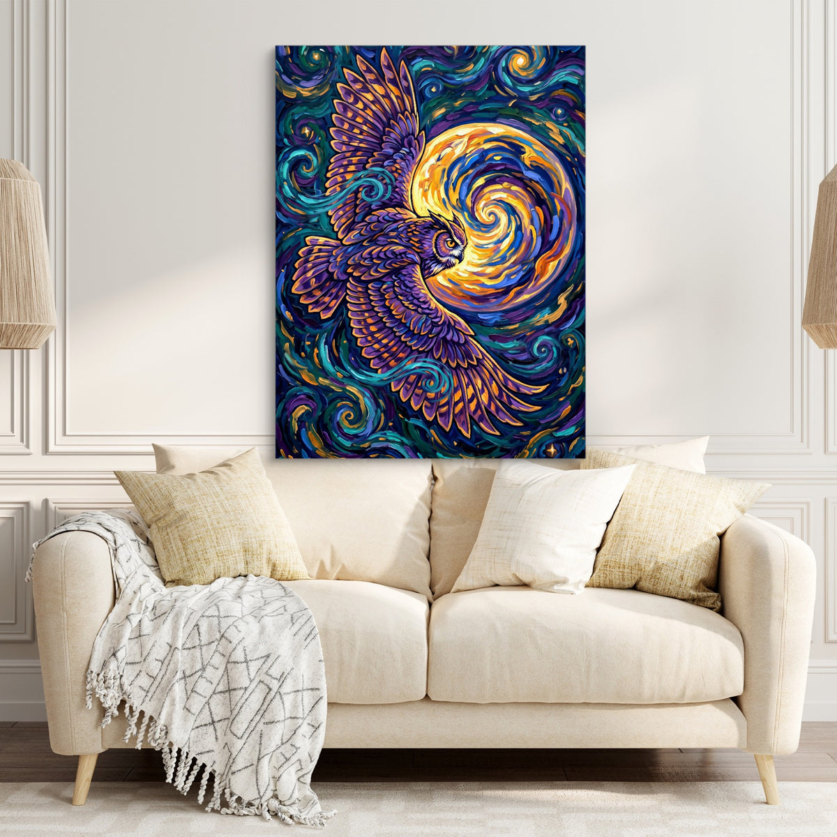 Owl Cosmic Flight — owl cosmic flight sq couch chair 1port flush print