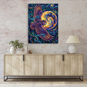 Owl Cosmic Flight — owl cosmic flight sq hallway granite wall 1port flush print