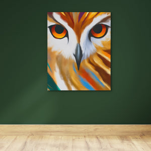 Owl Geometric Symmetrical canvas wall art, room view