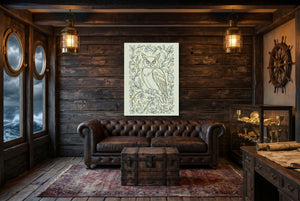 Owl Golden Vines — owl golden vines small cabin interior view 1port flush print