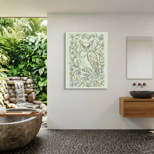 Owl Golden Vines — owl golden vines sq outdoor bathroom 1port flush print