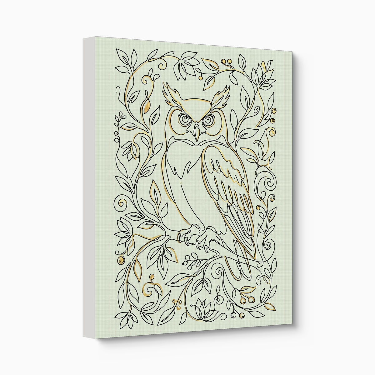 Owl Golden Vines — owl golden vines angled flush print
