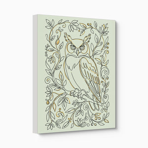 Owl Golden Vines — owl golden vines angled flush print