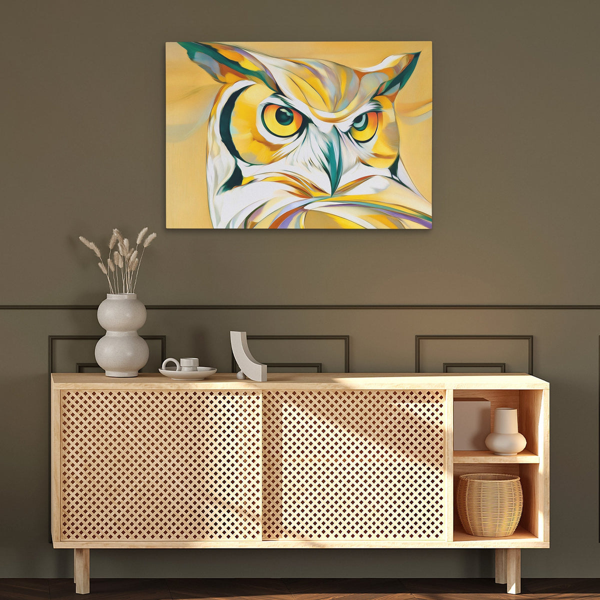 Owl in Autumn Fire - Luxury Wall Art