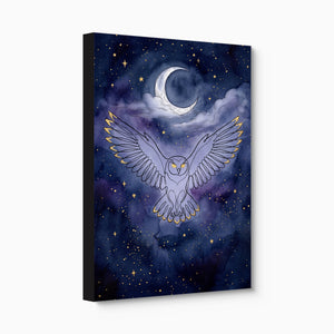 Owl Moonlight Flight — owl moonlight flight angled flush print