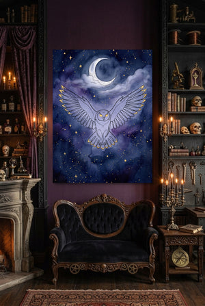 Owl Moonlight Flight — owl moonlight flight p indoor room with furniture 1port flush print