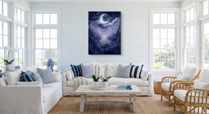 Owl Moonlight Flight — owl moonlight flight white living room 1port flush print