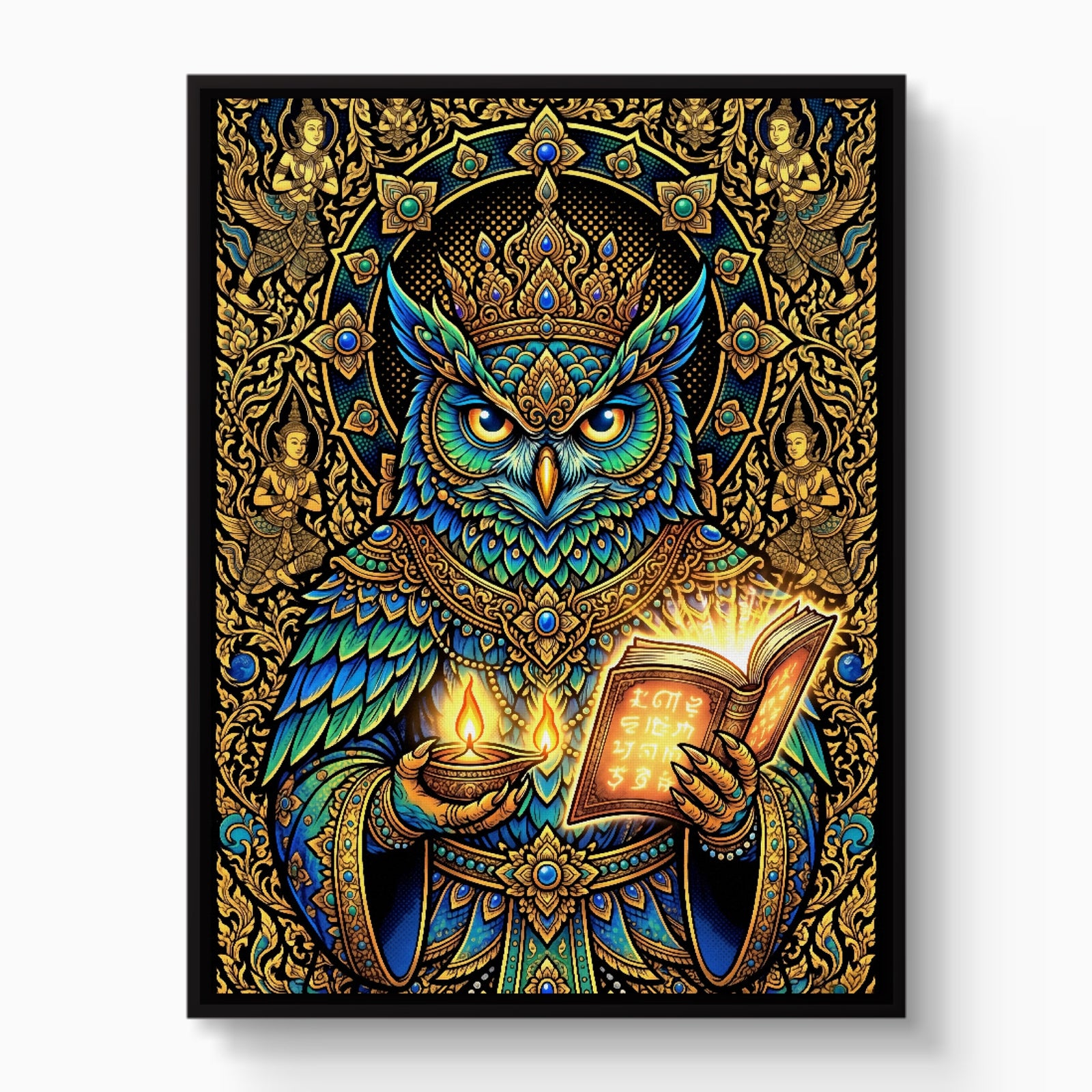 Owl Scholar — owl scholar white studio framed black