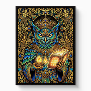 Owl Scholar — owl scholar white studio framed black