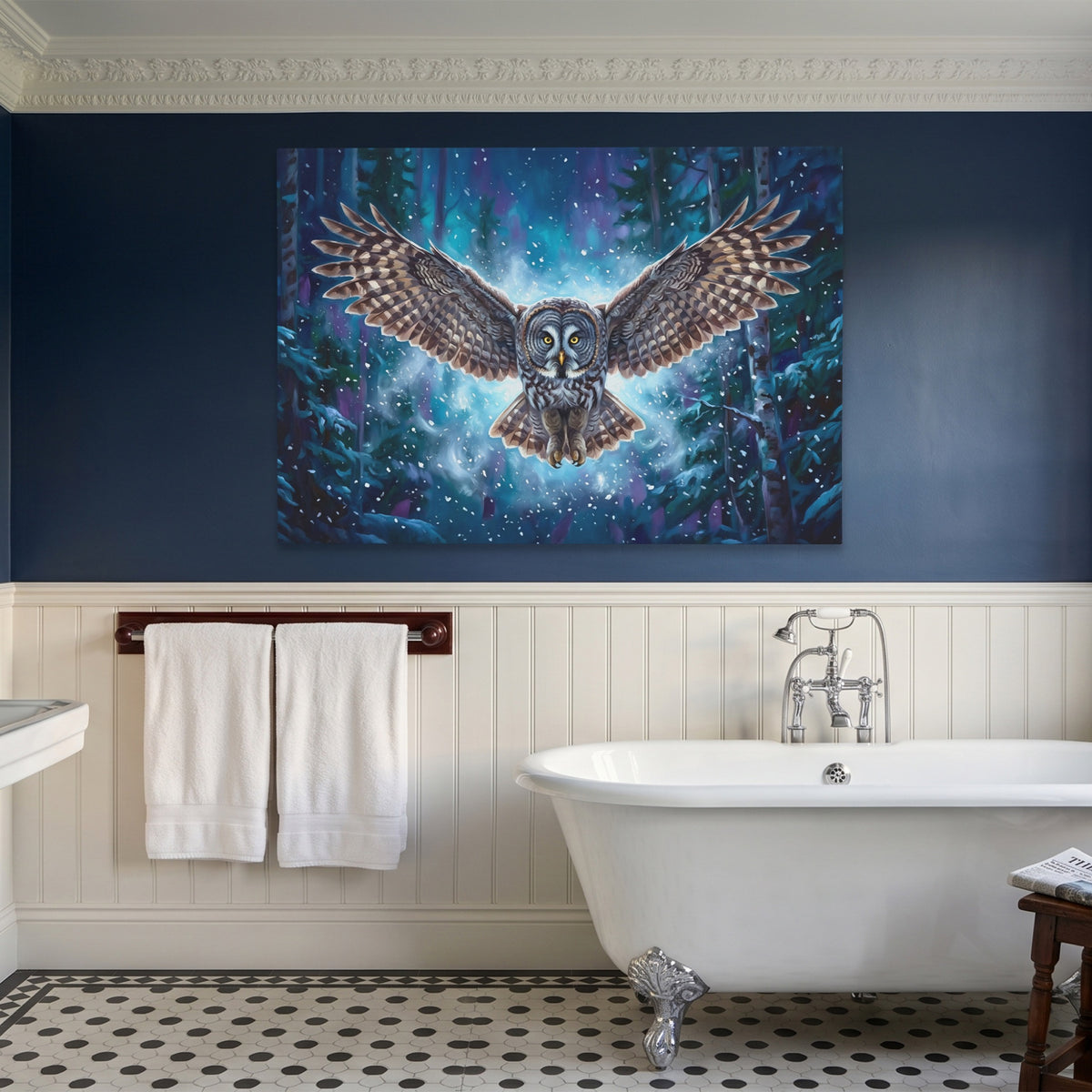 Owl Starry Night — Owl Starry Night Blue Bathroom Land 52