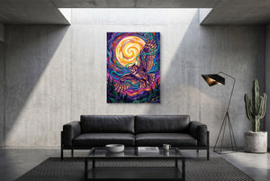 Owl Vibrant Moon — owl vibrant moon modern minimalist living room 1port flush print