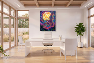 Owl Vibrant Moon — owl vibrant moon office space with desk 3 1port flush print