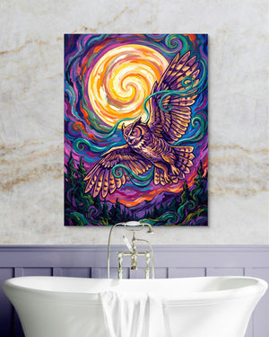 Owl Vibrant Moon — owl vibrant moon psd marble purple bath 1port flush print