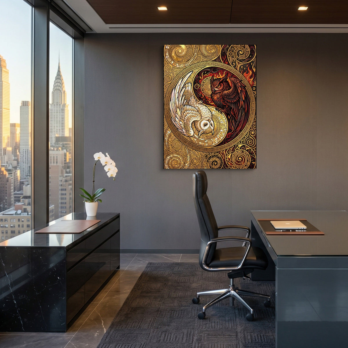 Owls Entwined Mosaic - Luxury Wall Art