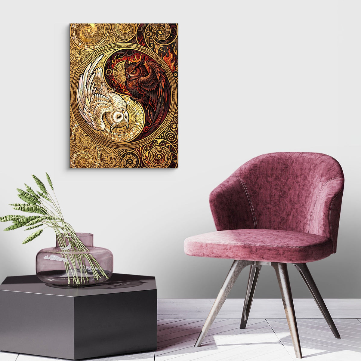 Owls Entwined Mosaic - Luxury Wall Art