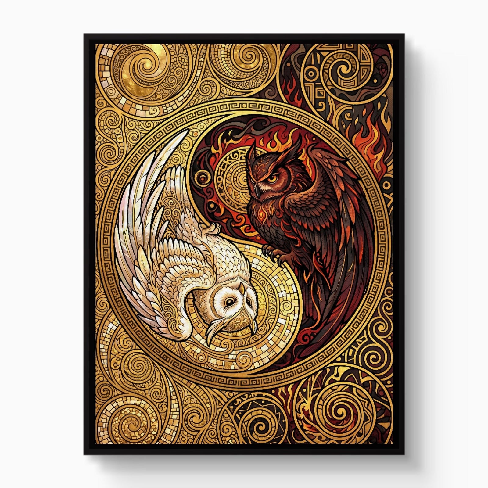 Owls Entwined Mosaic - Luxury Wall Art
