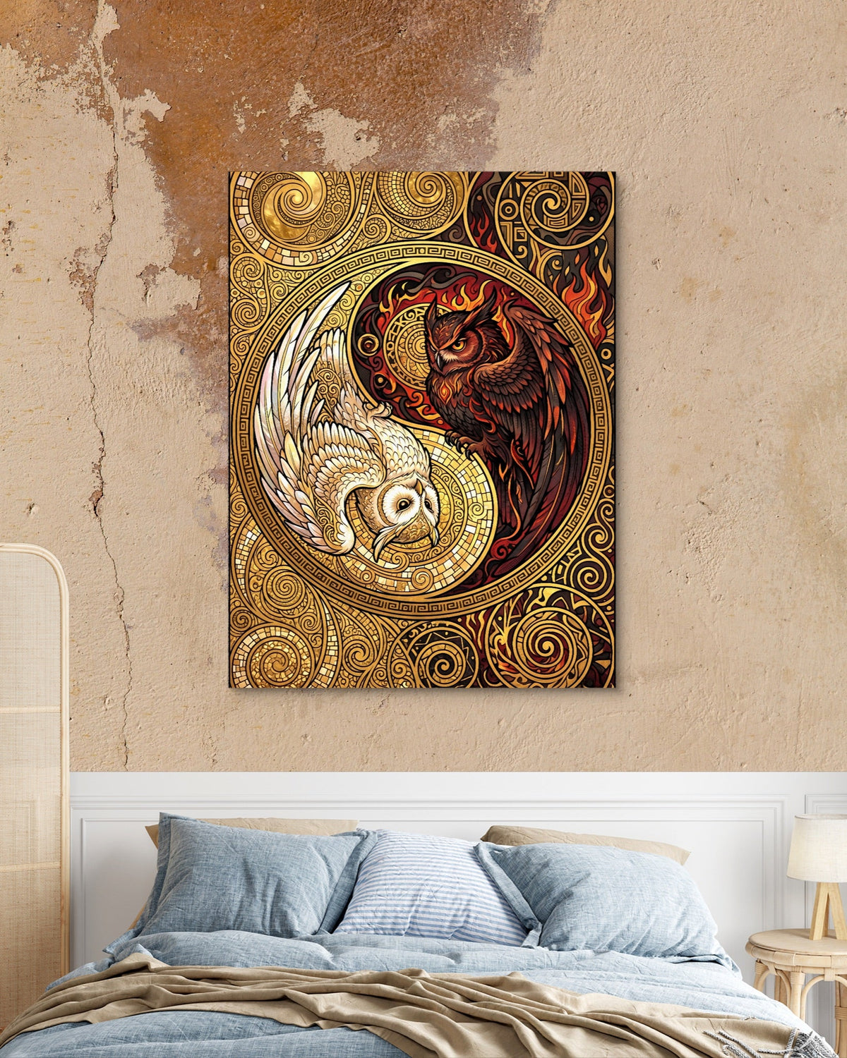 Owls Entwined Mosaic - Luxury Wall Art