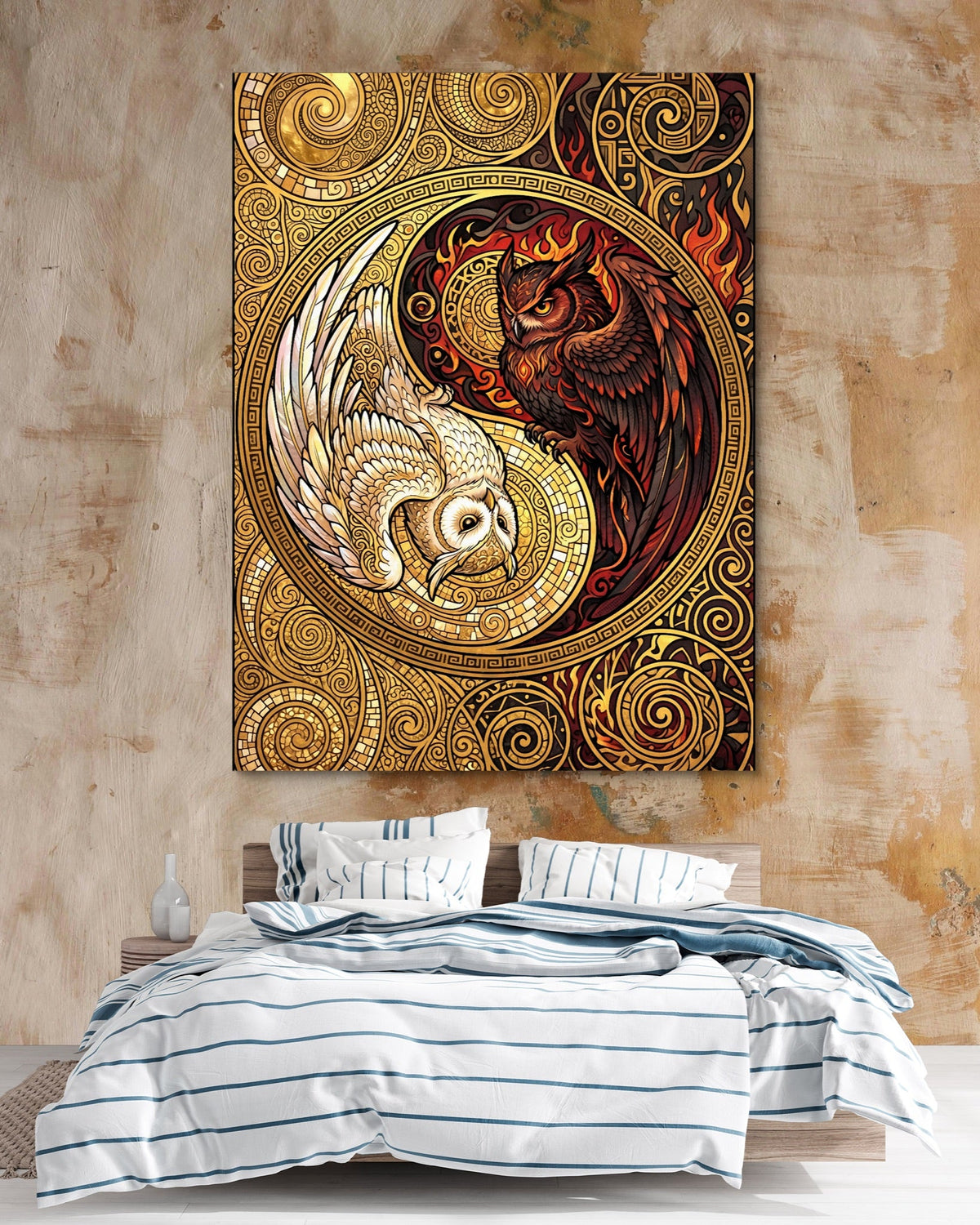 Owls Entwined Mosaic - Luxury Wall Art