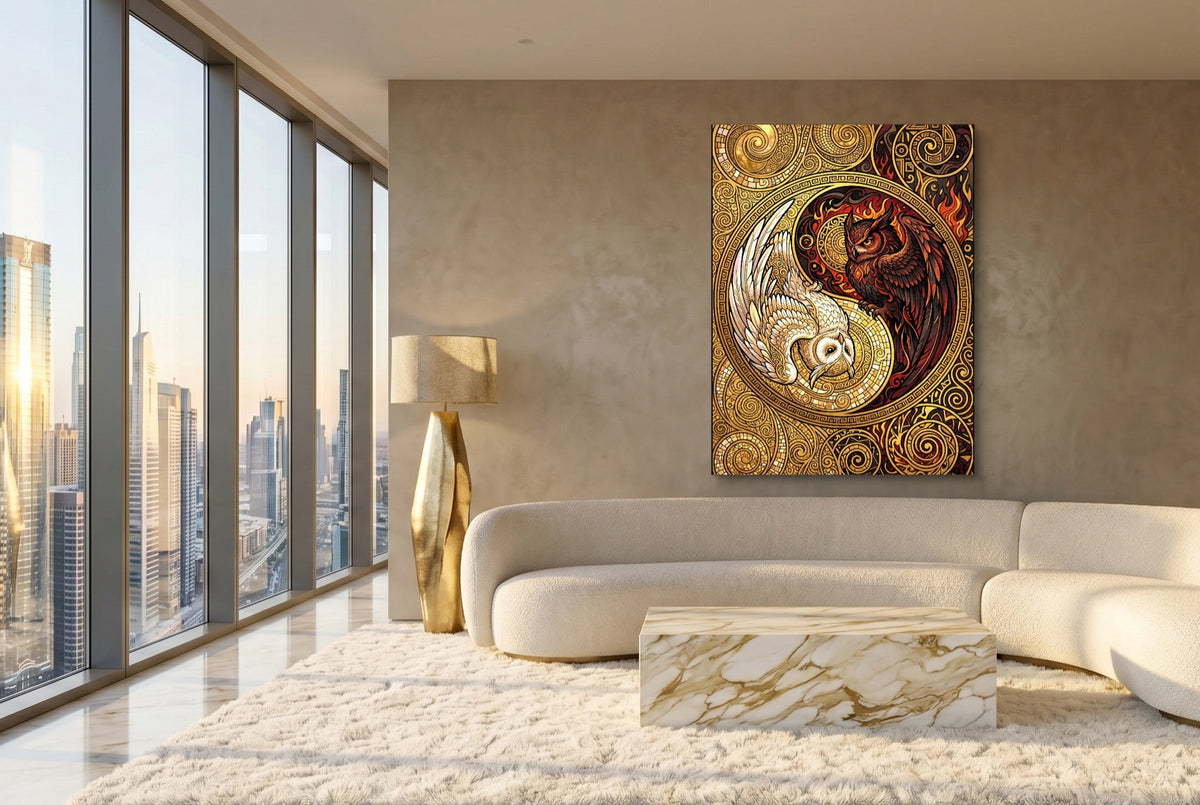 Owls Entwined Mosaic - Luxury Wall Art