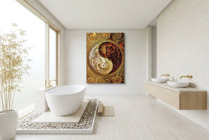 Owls Entwined Mosaic — owls entwined mosaic bathroom interior with tub 1port flush print