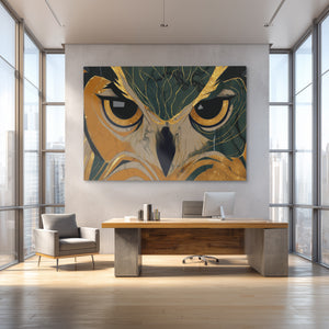 Owls Golden Vigil - Luxury Wall Art