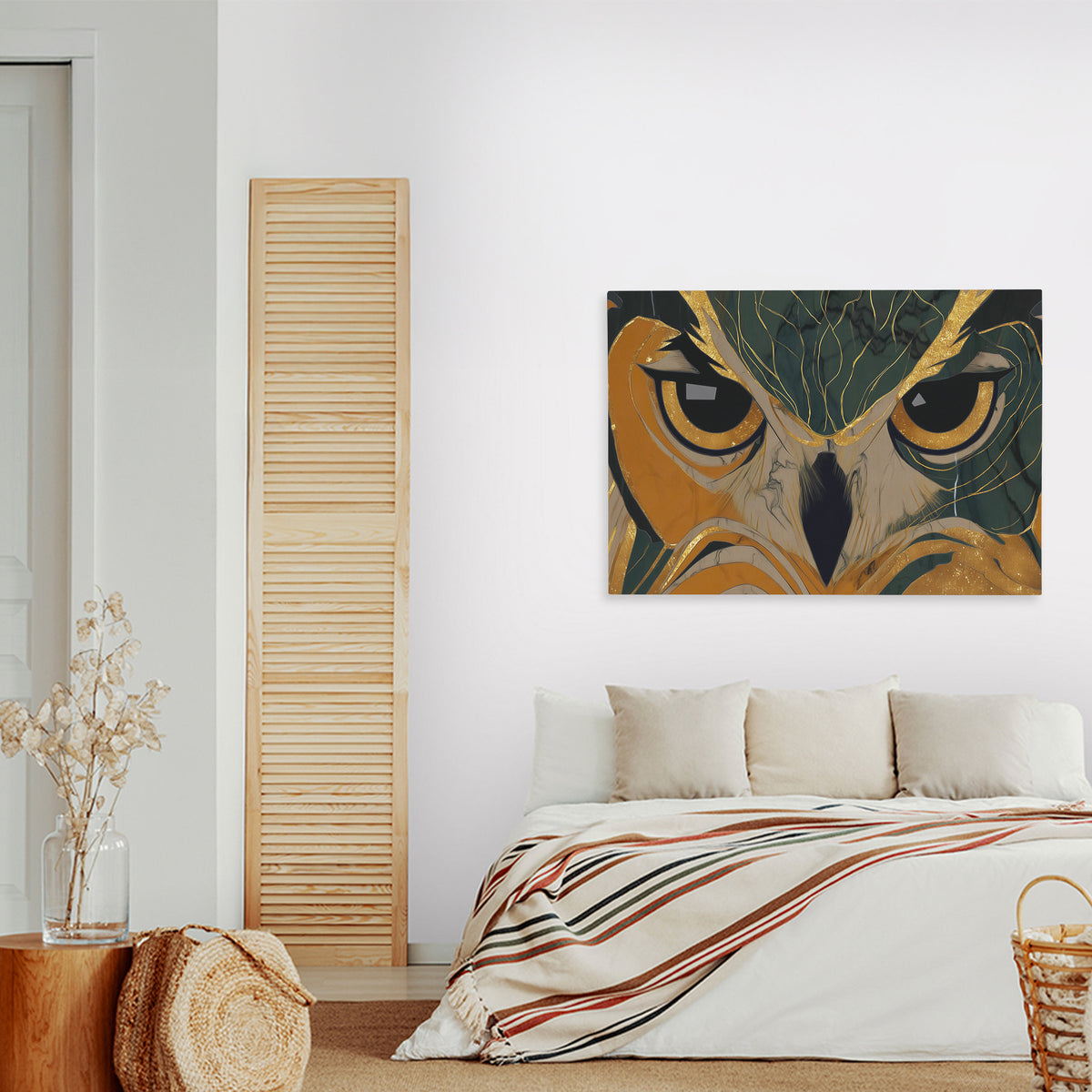 Owls Golden Vigil - Luxury Wall Art