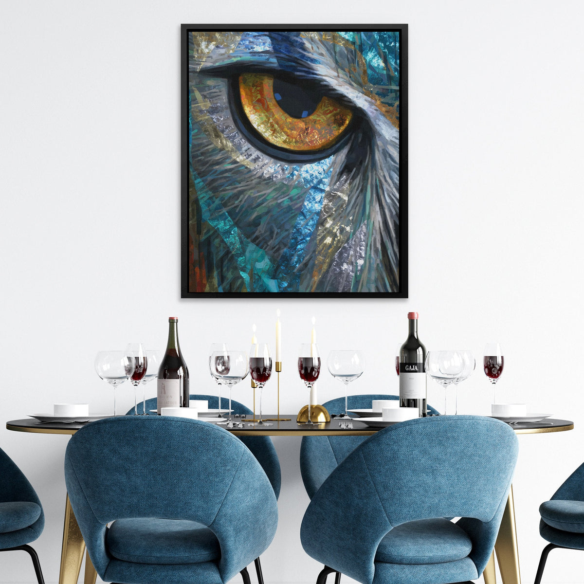 Owl's Sapphire Watch - Luxury Wall Art